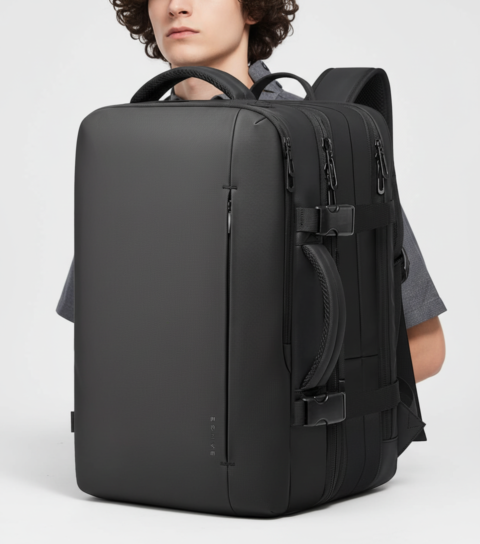 Praktisk pendlarryggsäck med laptopfack, multifunktionell design för daglig användning. Vattentålig.