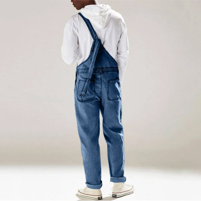 Trendig utilityoverall för vår- och höstkläder, bekväm unisex jumpsuit för vardagsmode.