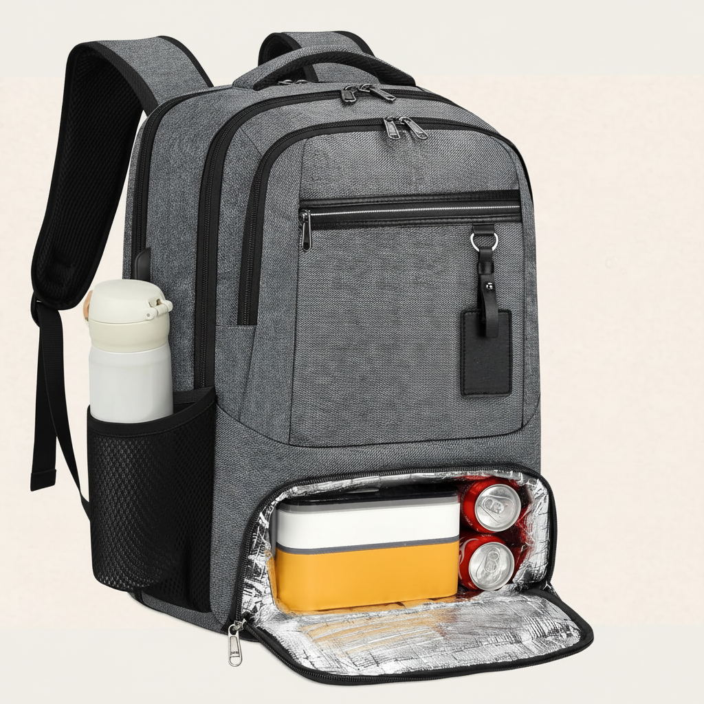 Svart pendlarryggsäck med laptopfack & USB-laddningsport. Vattentålig design, idealisk för kontor & studenter.