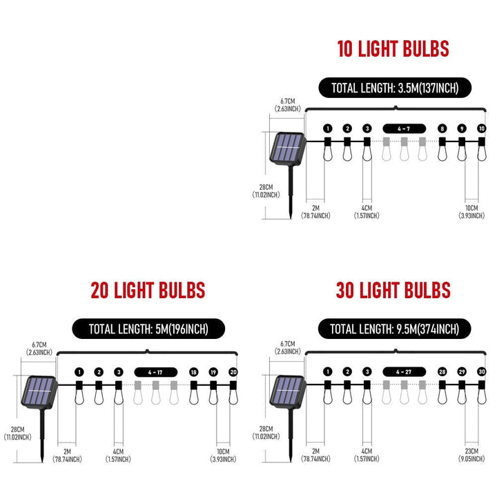 Solcellsdriven LED-slinga: Miljövänlig & energisnål utomhusbelysning. Skapar stämningsljus i trädgården.