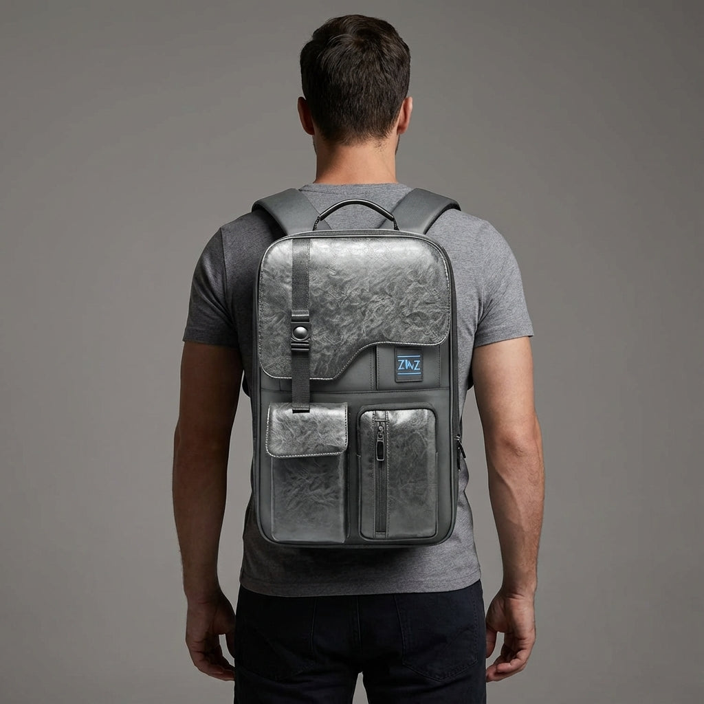 Ergonomiska axelremmar på unisex pendlarryggsäck. Bekväm passform för jobb och resor. ExpanTech & stöldsäker.