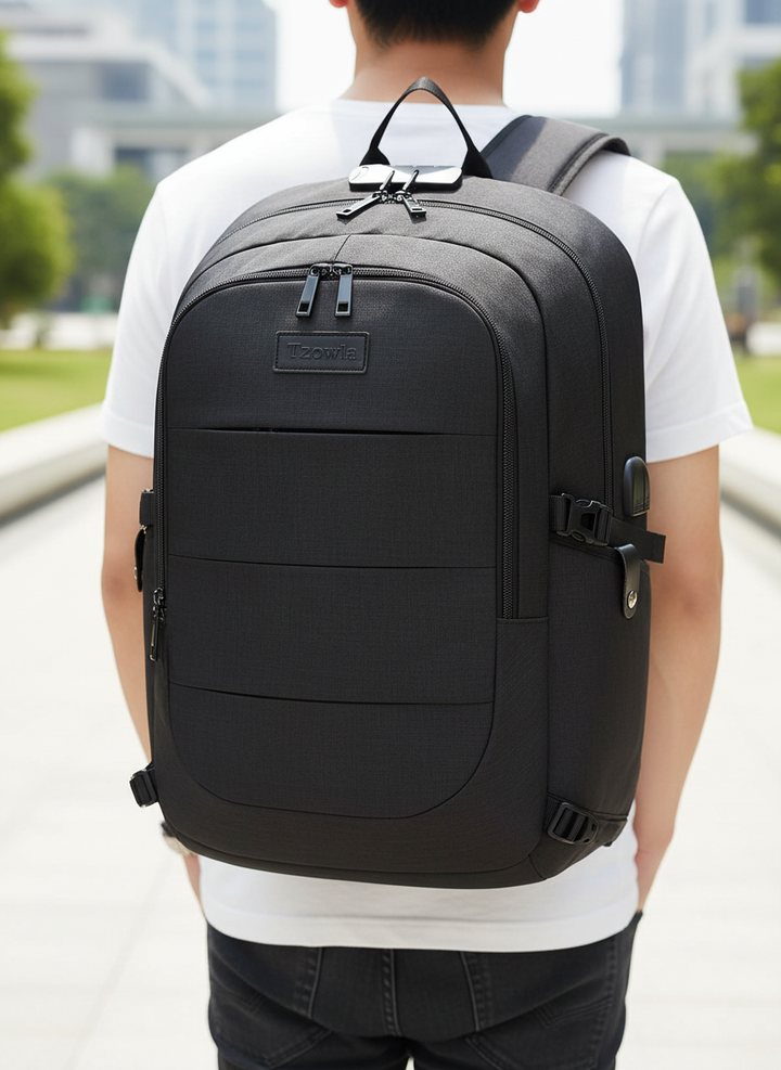 Stöldsäker unisex Safepack ryggsäck med USB-laddningsport för laptop. Perfekt för pendling & resor.