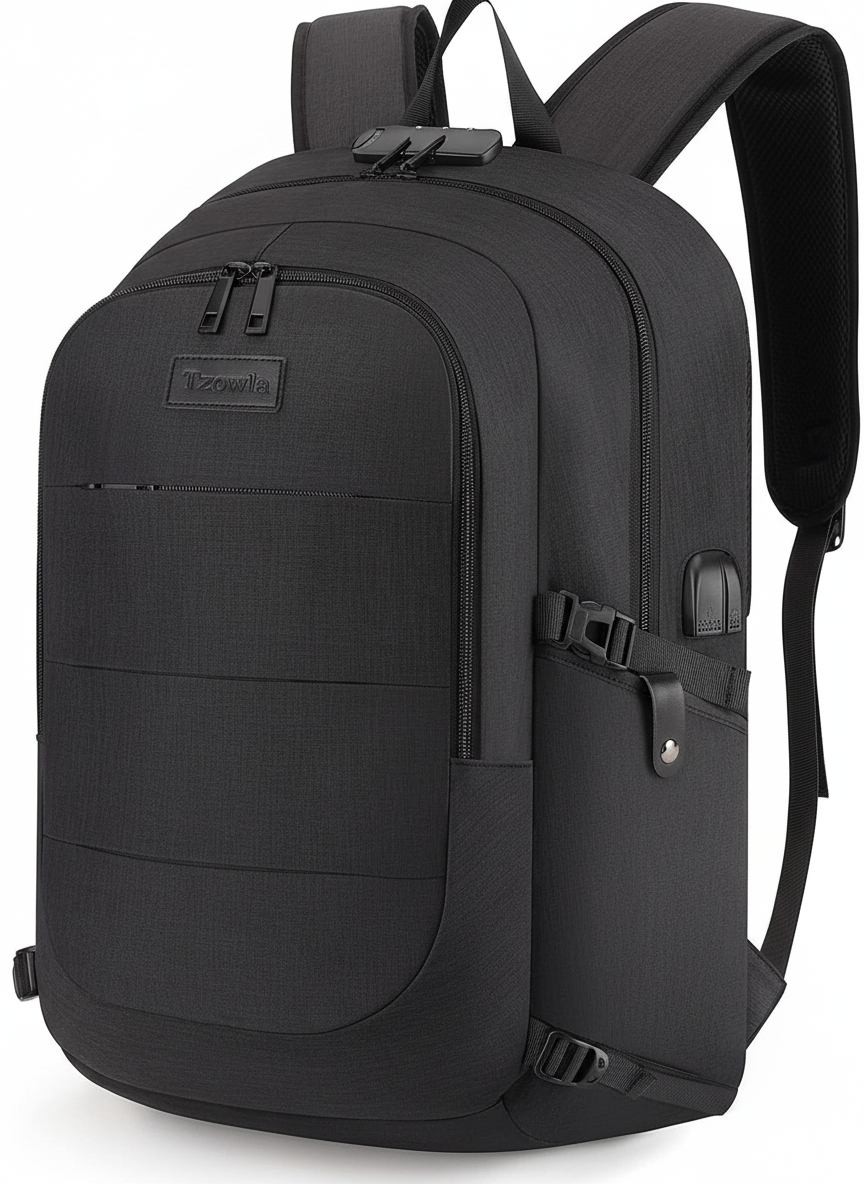 Svart stöldsäker Safepack laptopryggsäck med integrerad USB-port. Skyddar din teknik.