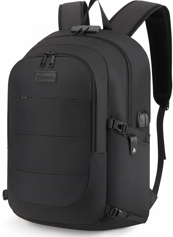 Svart stöldsäker Safepack laptopryggsäck med integrerad USB-port. Skyddar din teknik.