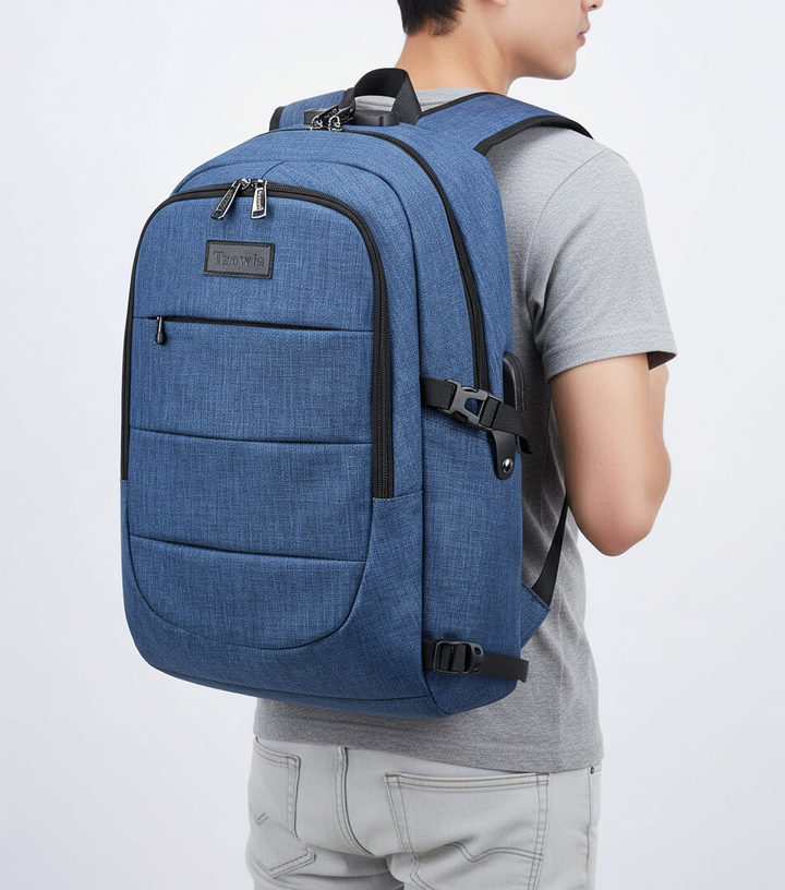 Stilren, vattentålig Safepack ryggsäck. Unisex, stöldsäker design med laptopfack & USB-port.