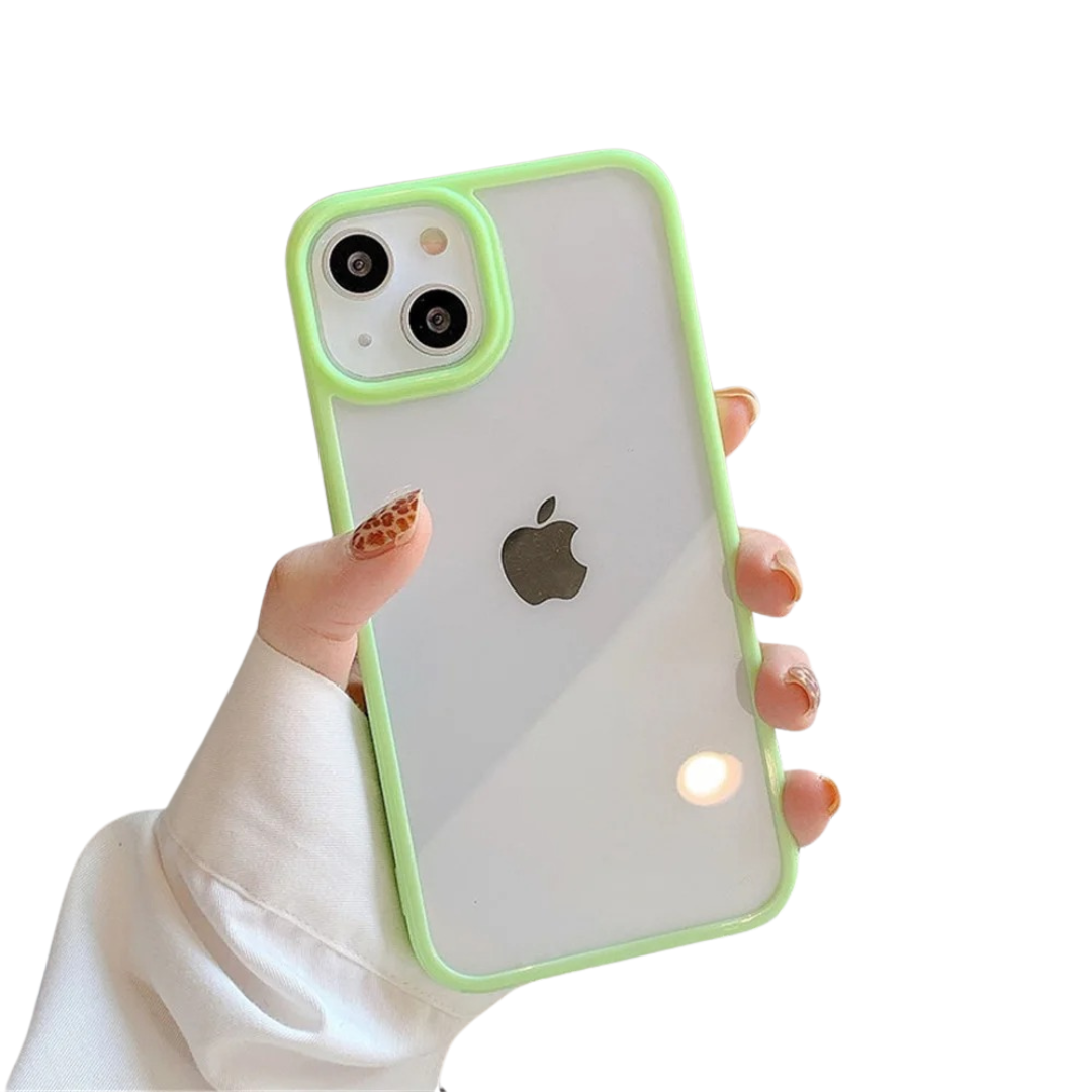 Färgstarkt mobilskal för iPhone 12, tillverkat av stöttåligt silikon. Genomskinlig baksida med snygg bumper.
