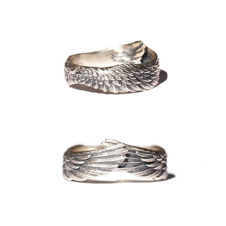 Retro-inspirerad änglavinge ring i äkta sterling silver, vackert damsmycke med skyddande symbolik.