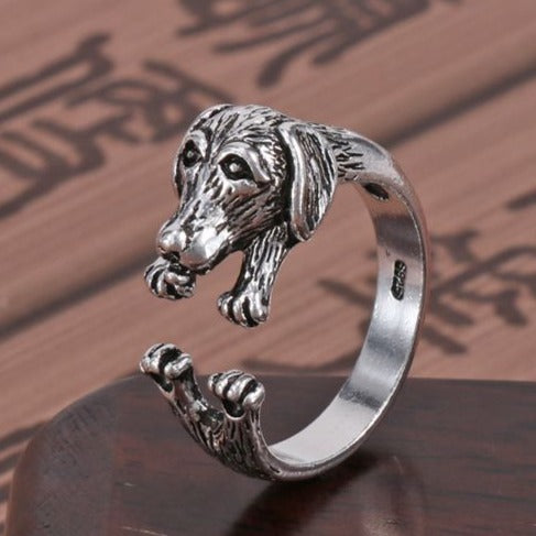 Chic hundsmycke: justerbar taxring i äkta sterling silver, för kvinnor.