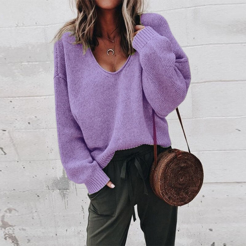 Mångsidig stickad damtröja. Elegant pullover för tidlös stil, bekväm för både vardag och höstmode.