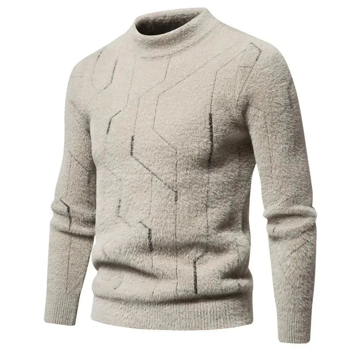 Elegant stickad herrtröja för stilmedvetna män. Klassisk design, idealisk för vintermode.