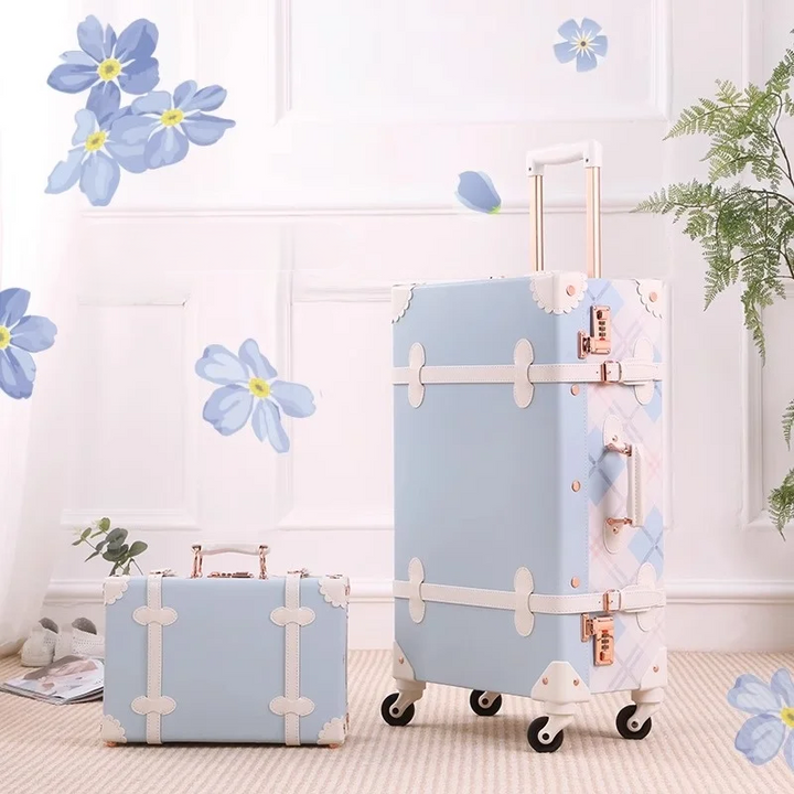 Retro resväskset 2-delat, staplat. Stilfullt hårdkantsbagage för all-year resor med vintagekänsla.