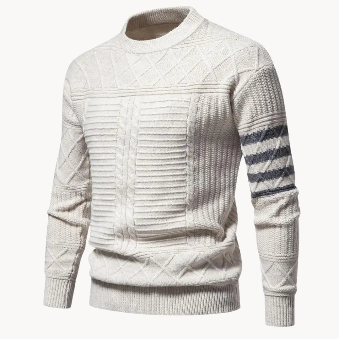 Bekväm herrtröja med ribbade detaljer i mjukt tyg för stilren vardagslook.