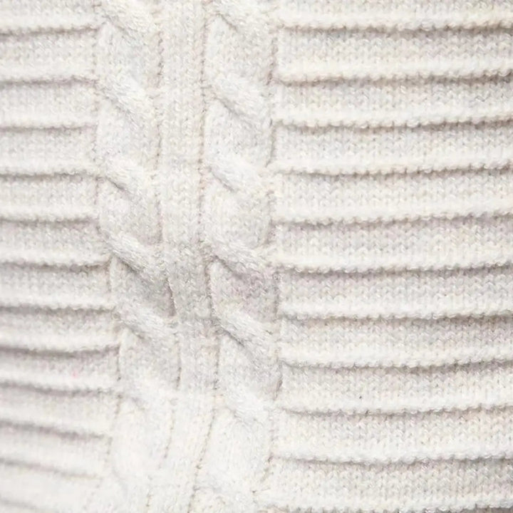 Höstmode: Bekväm beige herrtröja med crewneck och ribbdetaljer för en stilren look.