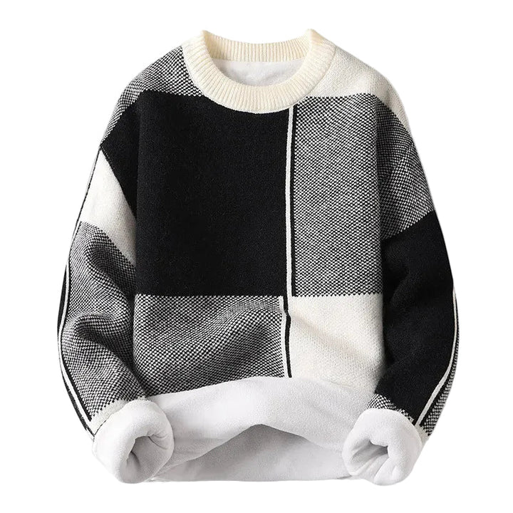 Stilren colorblock herr crewneck tröja för män. Modern, avslappnad passform för vårmode, mångsidig rundhalsad.