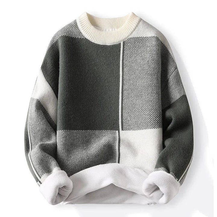 Avslappnad herrtröja med rundhalsad crewneck och stilren colorblock. Mångsidig för vardag och vårmode.