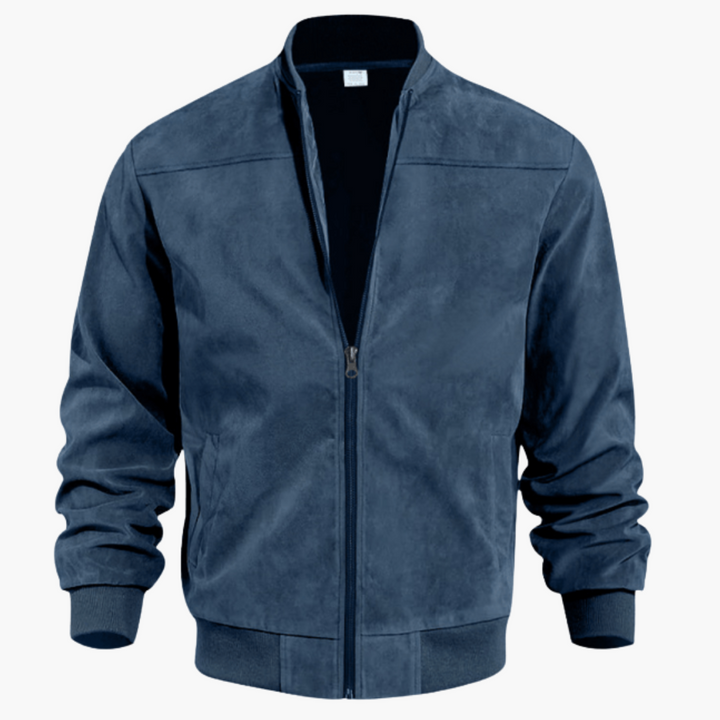 Modern herrbomberjacka. Stilrent ytterplagg med dragkedja, perfekt för höst & vår.