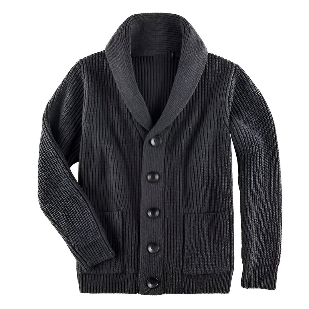 Stilren herrcardigan med knappar i stickad design, perfekt för höst & vinter. Bekväm herrkofta.