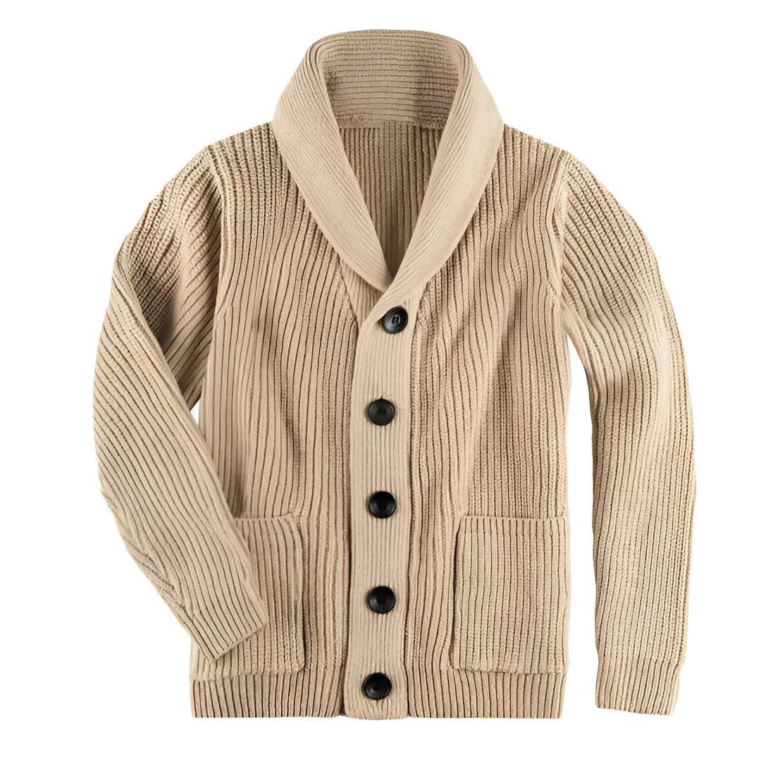 Varm & elegant herrcardigan för män med knappar. Perfekt som avslappnat lagerplagg för höstmode.