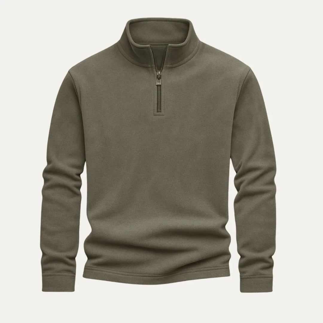 Casual herrfleece tröja med dragkedja, perfekt för en avslappnad men stilren look.