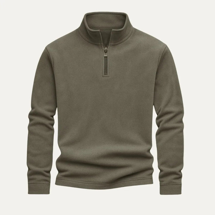 Casual herrfleece tröja med dragkedja, perfekt för en avslappnad men stilren look.