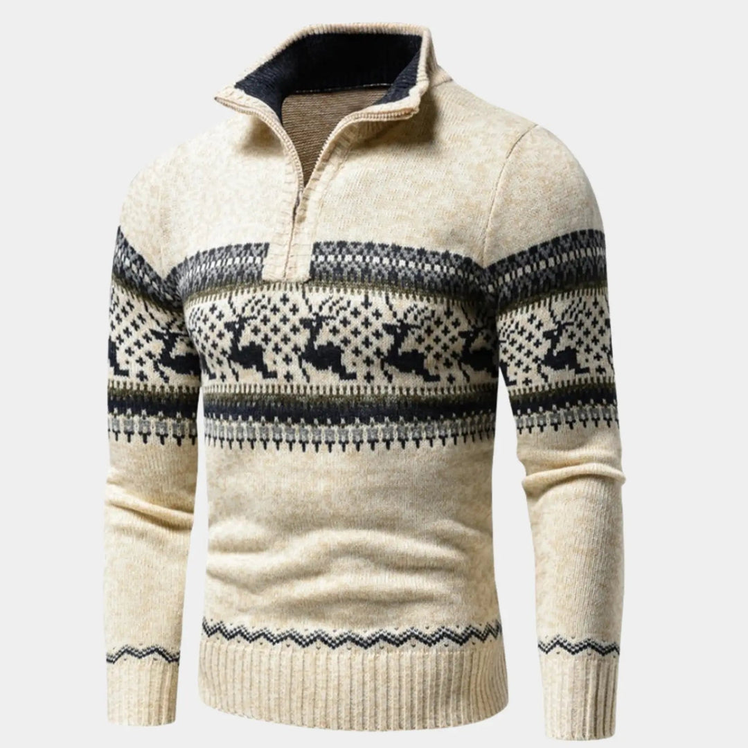 Herrtröja med dragkedja i minimalistisk skandinavisk stil. En modern klassiker för höst- och vårmode.
