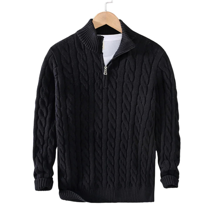 Casual herrtröja med halv dragkedja, mjukt tyg ger komfort. Idealisk för höst- och vårmode som lagerplagg.