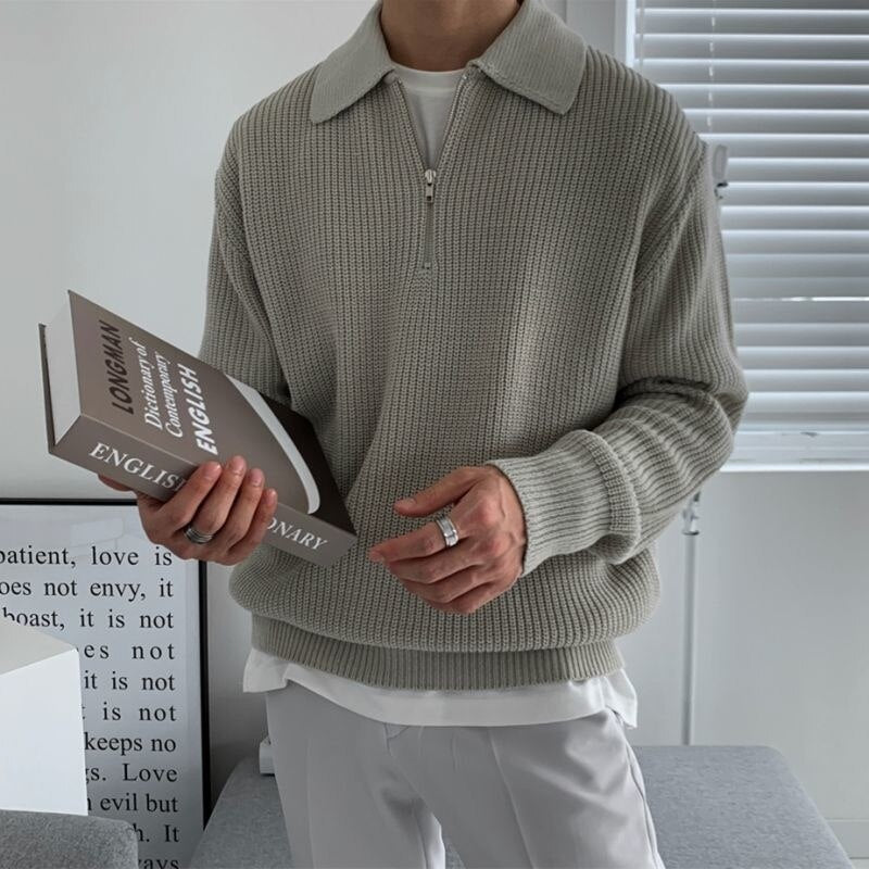 Bekväm pullover med halv zip. Herrtröja idealisk för lager på lager, håller värmen höst & vinter.