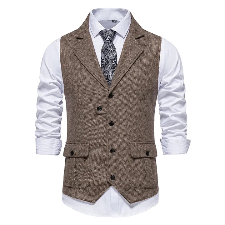 Stilren herrväst i smart casual-stil för en elegant look på kontoret. Mångsidig och modern.