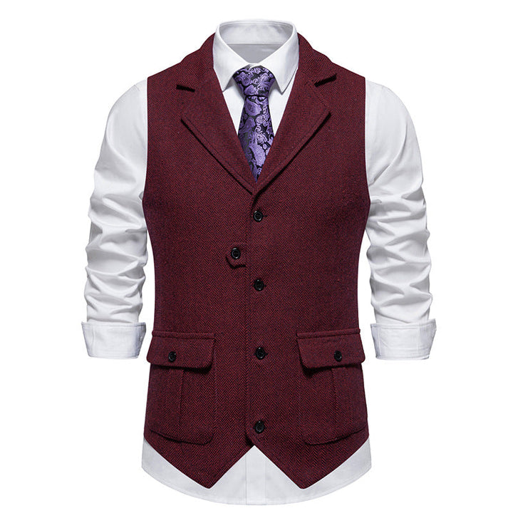 Herrväst i högkvalitativt tyg, stilren och bekväm för kontor eller fest. Elegant smart casual för män.
