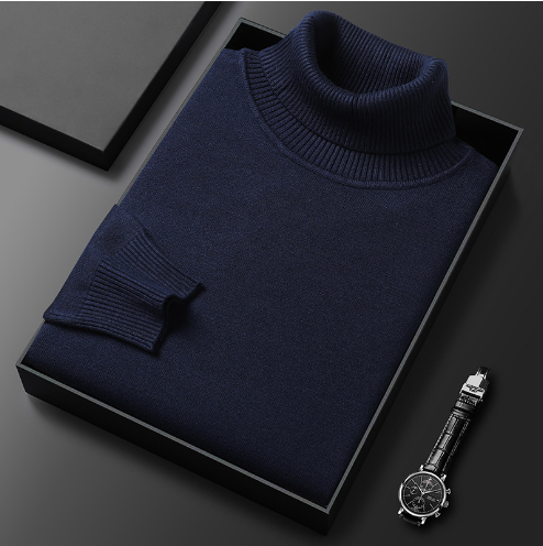 Stilfull herrtröja med ribbad textur och hög krage, erbjuder komfort och en maskulin touch.