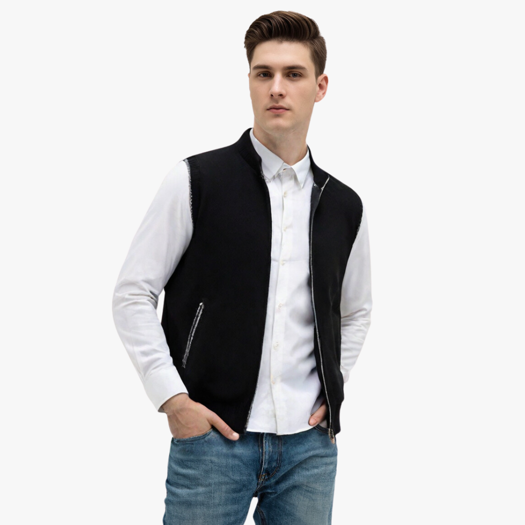 Mångsidig herrväst, idealisk för enkel lager-på-lager styling. En bekväm del av herrkläder.