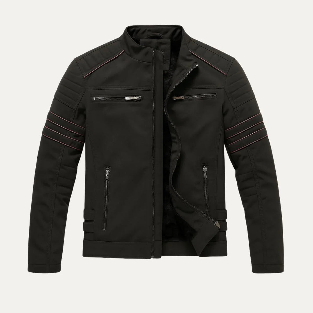 Varm vinterjacka för män, en stilfull bikerjacka. Perfekt för kalla dagar, erbjuder komfort och stil.