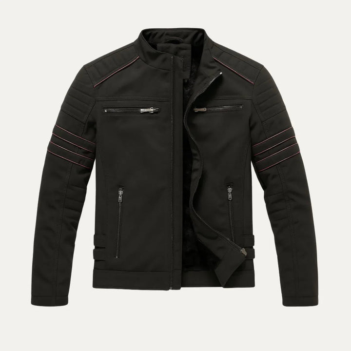 Varm vinterjacka för män, en stilfull bikerjacka. Perfekt för kalla dagar, erbjuder komfort och stil.
