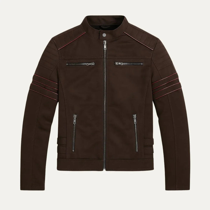 Casual herrjacka i bikerstil. Komfortabel jacka som är perfekt som höst- och vintermode ytterplagg.