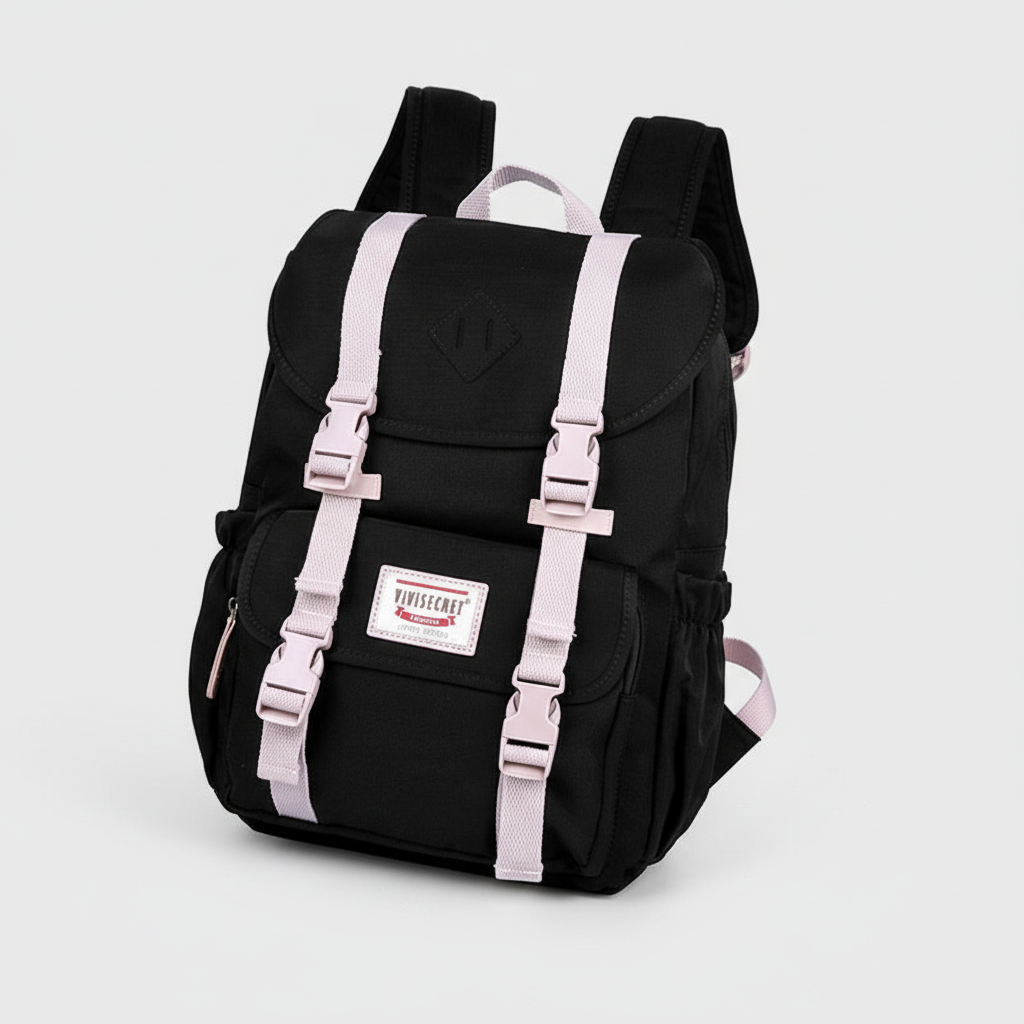 Organiserad laptopväska/skolväska med flera fack. Perfekt för böcker, dator och tillbehör.