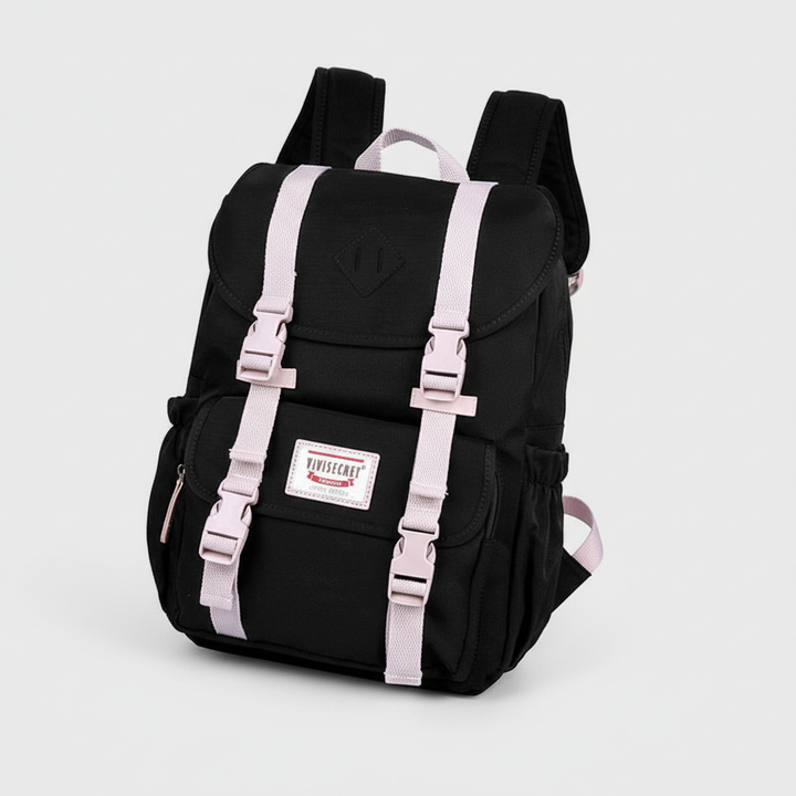 Organiserad laptopväska/skolväska med flera fack. Perfekt för böcker, dator och tillbehör.