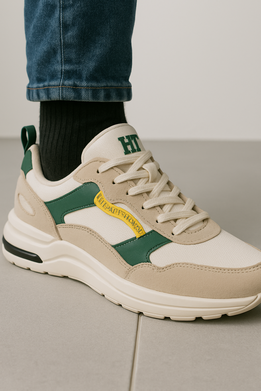 Eleganta "Smart Casual" herr sneakers, moderna höstskor och vårskor med sköna mockadetaljer.