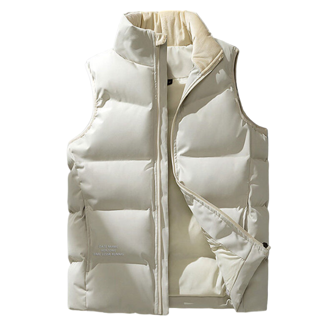 Stilrent herrgilet med dragkedja, perfekt för en elegant smart casual-look. Bekväm herrväst för mode.