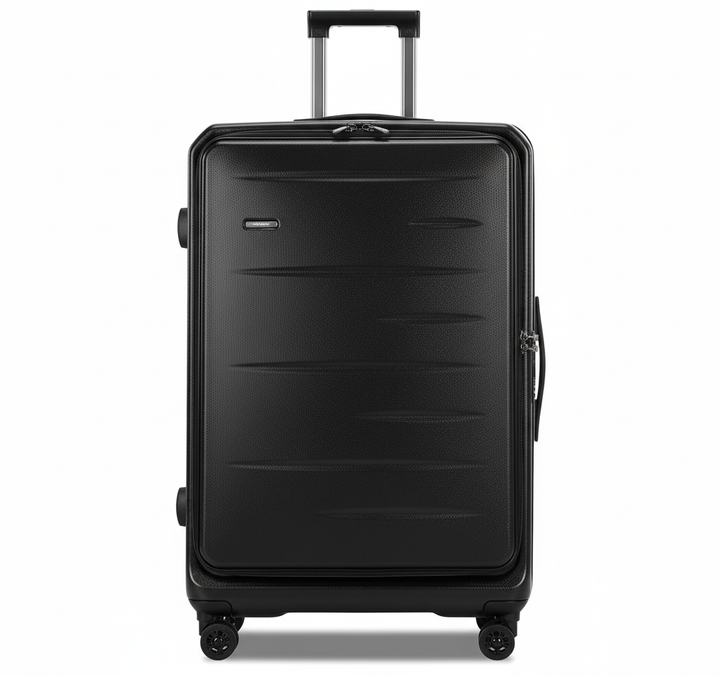 Öppet resväskeset som visar organiserad packning, fack och remmar för optimal förvaring av reseutrustning.