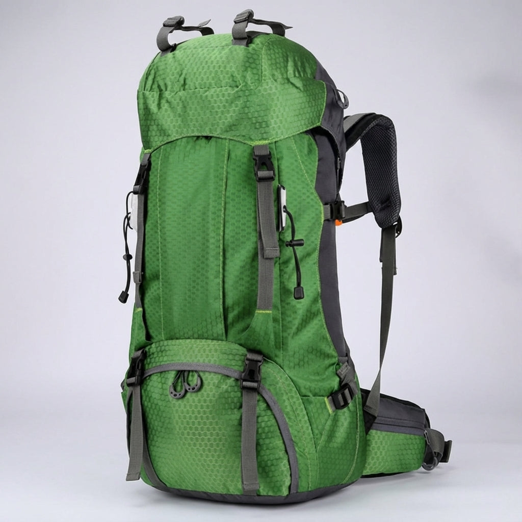 60 liter vandringsryggsäck, rymlig och hållbar. Unisex friluftsutrustning för äventyr och camping.