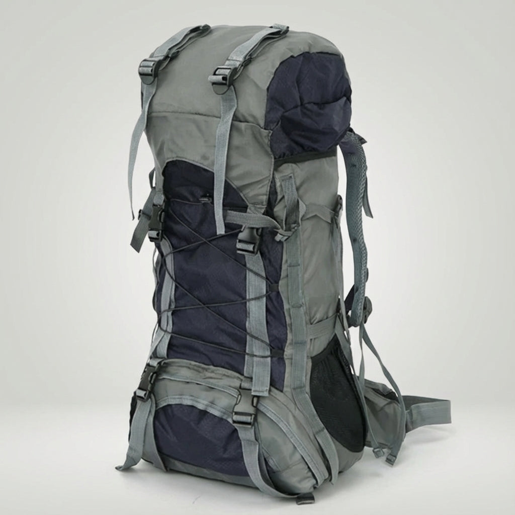 Hållbar trekkingryggsäck 60L unisex, för tuffa utomhusförhållanden. Vattentålig och rymlig för packning.