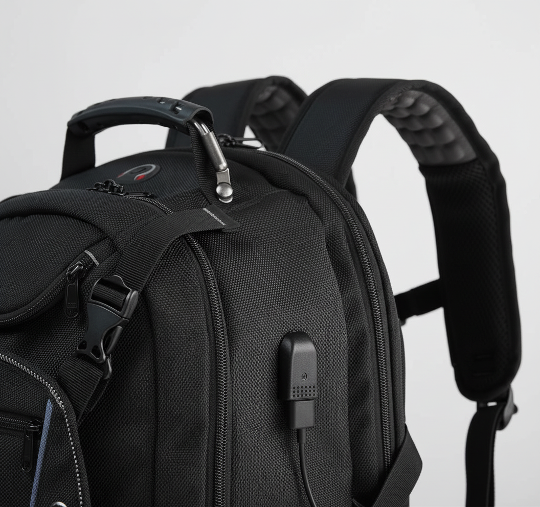 Mångsidig ryggsäck för expeditioner/pendling. Stor kapacitet, vattentålig, laptopfack, USB-port & RFID-skydd.