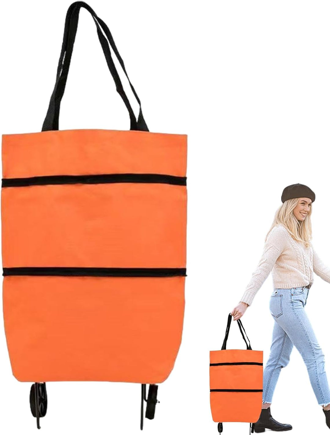 Smart shopping med denna hopfällbara inköpsväska med hjul. Mycket praktisk förvaring.