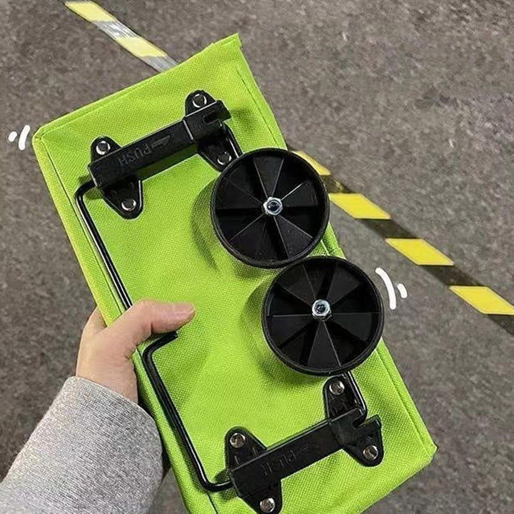 Effektiv och bärbar inköpsväska med hjul. Hopfällbar design för enkel transport.