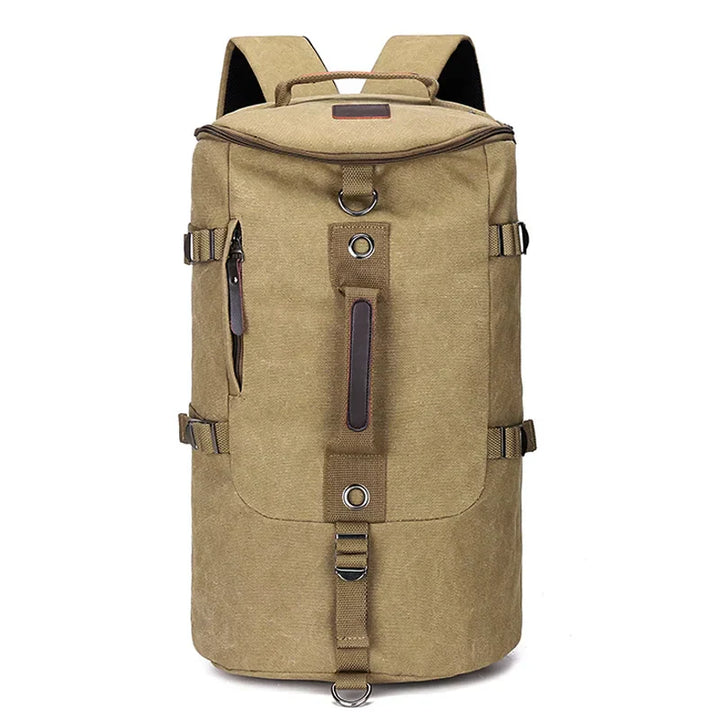 Rymlig grön TrailHaven canvasryggsäck för packning och vardag, hållbar och bekväm unisex design.