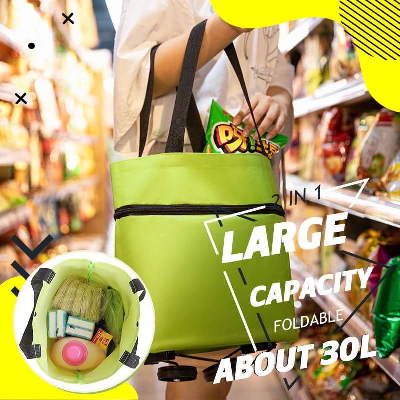 Hopfällbar unisex shoppingväska med hjul. Återanvändbar CarryFlex för enkel transport & hållbara inköp.