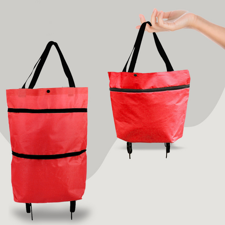 Modern unisex CarryFlex shoppingväska. Elegant 2-i-1 vagn med hjul, perfekt för alla inköpsbehov året om.