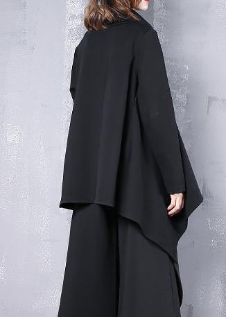 Modern asymmetrisk damtopp med hög hals i svart nyans, mångsidig för både vår och höst