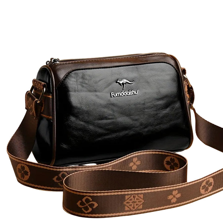 Svart crossbodyväska för dam med justerbar rem, perfekt för vardagsbruk. Stilren & funktionell design.