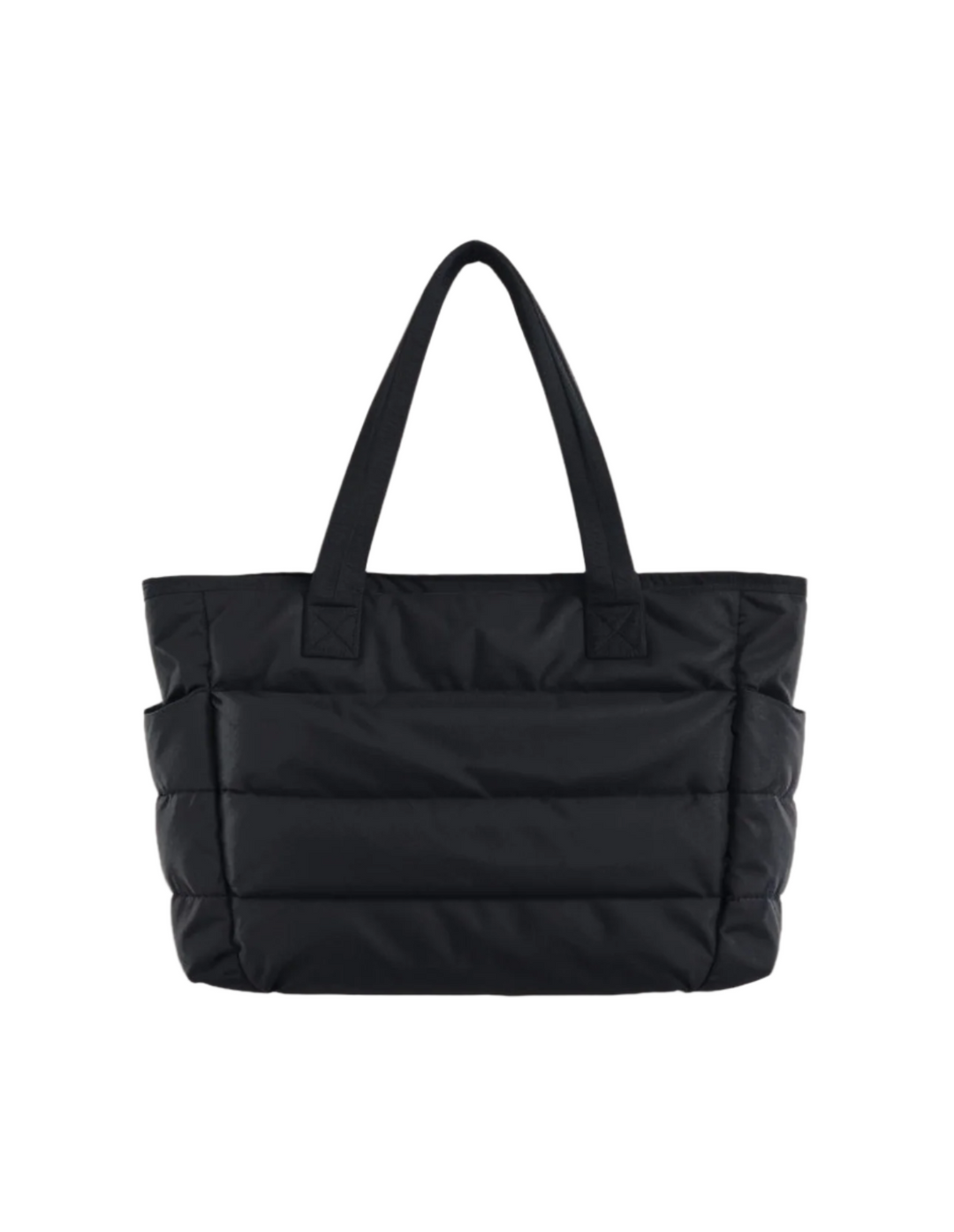 Svart Dam Puffer Tote Bag, rymlig och vattentålig, perfekt som modeväska eller vardagsväska.